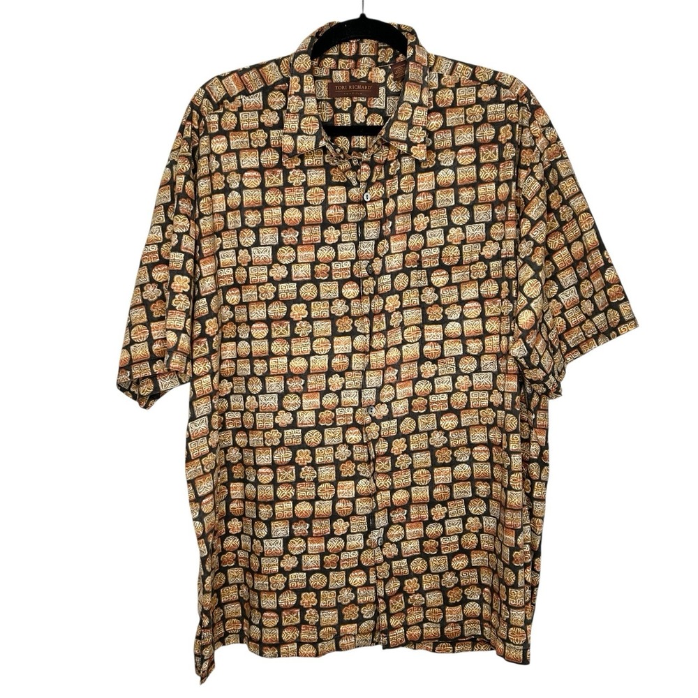 VTG Tori Richard Hawaiian Cotton Lawn Shirt 2XL Tiki Boho Tropical Luau Vacation